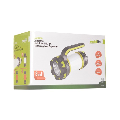 Lanterna holofote Led recarregvel T6 - Explorer Delta