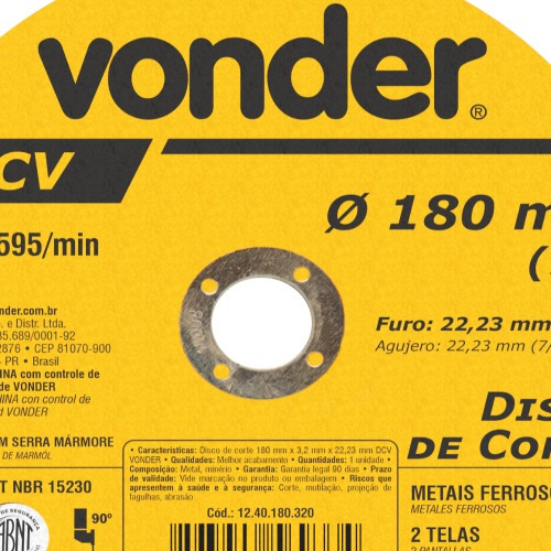 Disco de corte 180 x 3,2 x 22,23 mm  DCV 