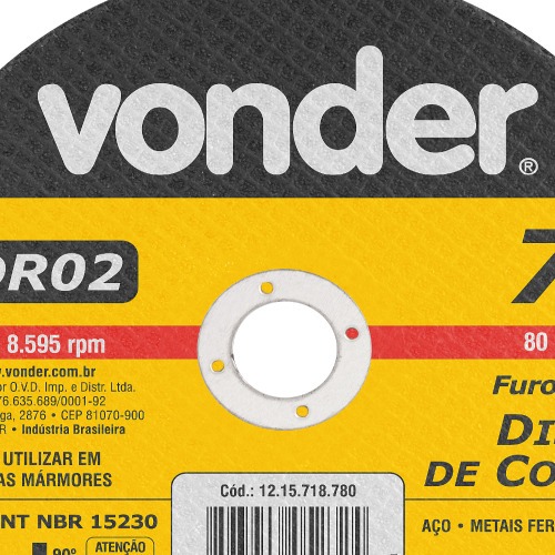 Disco de corte para metal 180 x 3,0 x 22,23 mm - VDR02 Disco de corte para metal 180 x 3,0 x 22,23 mm - VDR02