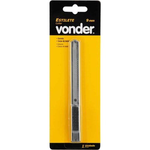 Estilete estreito 9 mm metal trava deslizante