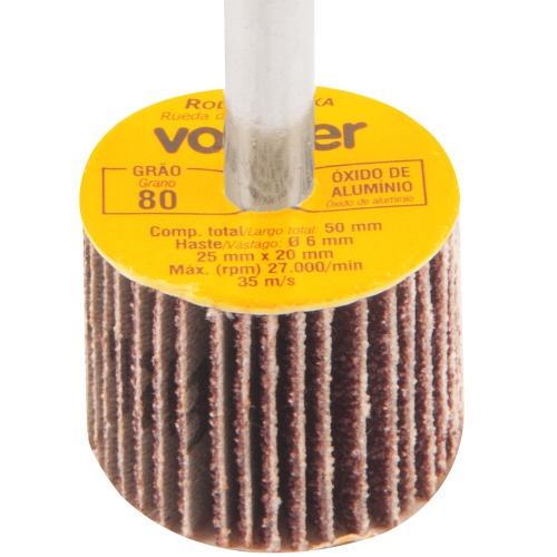 Roda de lixa 25 mm x 20 mm com haste gro 80 