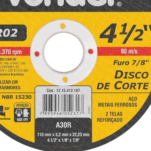 Disco de corte 115 x 3,2 x 22,23 mm Disco de corte 115 x 3,2 x 22,23 mm