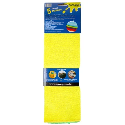 Pano multiuso em microfibra para limpeza 30 x 35 cm 5 peças - NVA460