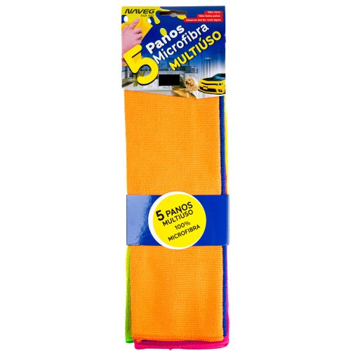 Pano multiuso em microfibra para limpeza 30 x 35 cm 5 peças - NVA460 Pano multiuso em microfibra para limpeza 30 x 35 cm 5 peças - NVA460