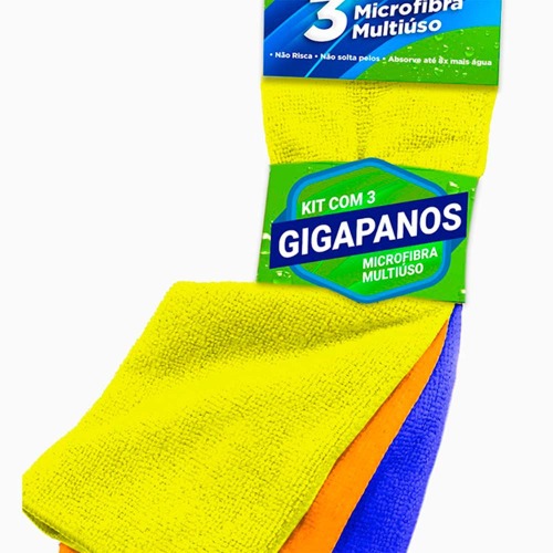 Pano multiuso em microfibra para limpeza 60 x 90 cm 3 peças - NVA 490 Pano multiuso em microfibra para limpeza 60 x 90 cm 3 peças - NVA 490