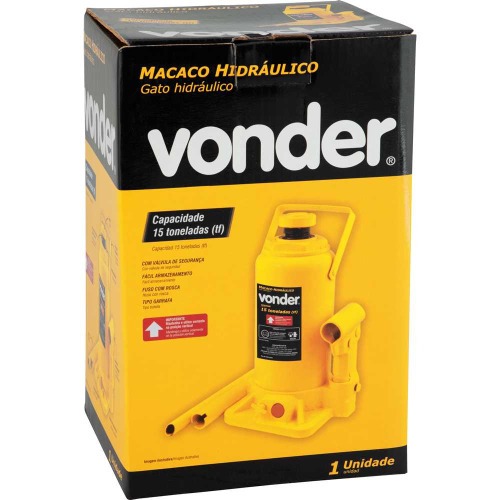 Macaco hidrulico tipo garrafa capacidade de 15 toneladas amarelo