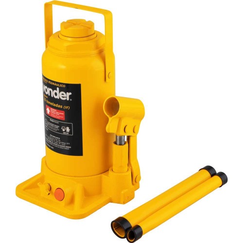 Macaco hidrulico tipo garrafa capacidade de 15 toneladas amarelo