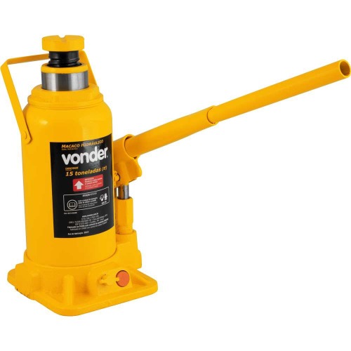 Macaco hidrulico tipo garrafa capacidade de 15 toneladas amarelo