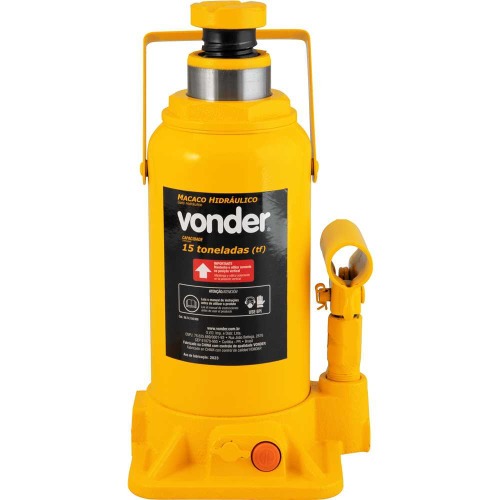 Macaco hidrulico tipo garrafa capacidade de 15 toneladas amarelo