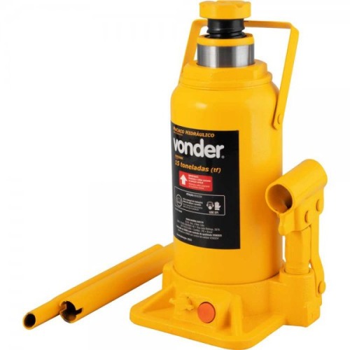 Macaco hidrulico tipo garrafa capacidade de 15 toneladas amarelo