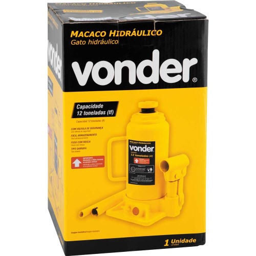 Macaco hidrulico tipo garrafa capacidade de 12 toneladas amarelo
