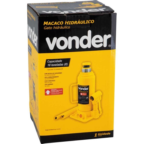 Macaco hidrulico tipo garrafa capacidade de 10 toneladas amarelo