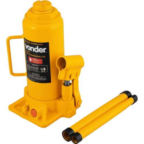 Macaco hidrulico tipo garrafa capacidade de 10 toneladas amarelo