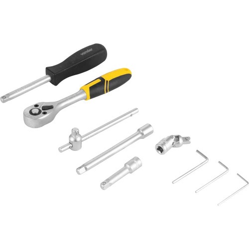 Jogo de soquetes e ponteiras encaixe de 1/4 Jogo de soquetes e ponteiras encaixe de 1/4