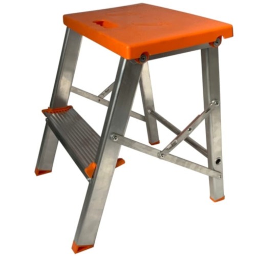 Escada banqueta de alumínio 1 degrau + patamar - BAQ002 Escada banqueta de alumínio 1 degrau + patamar - BAQ002