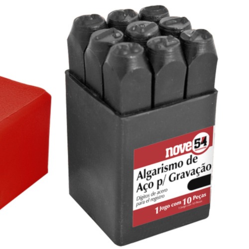 Jogo de algarismo de a�o para grava��o 4 mm - 9 pe�as