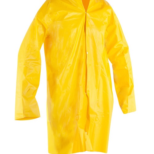 Capa de chuva em PVC laminado sem forro amarela