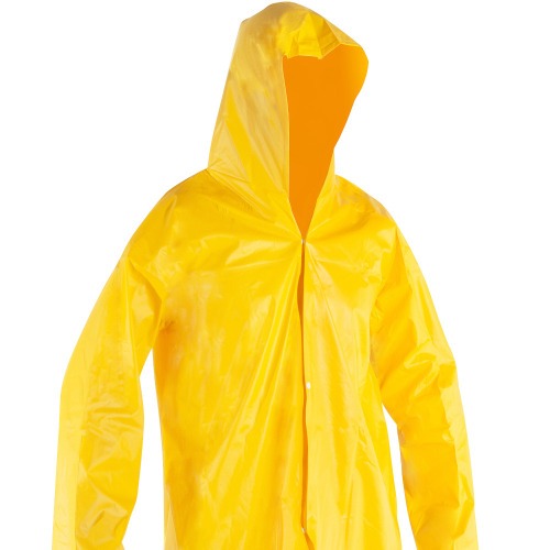 Capa de chuva em PVC laminado sem forro amarela