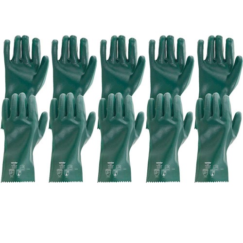 Kit 5 pares de luva pvc lisa com forro de algodo 26 cm - PLV 0026