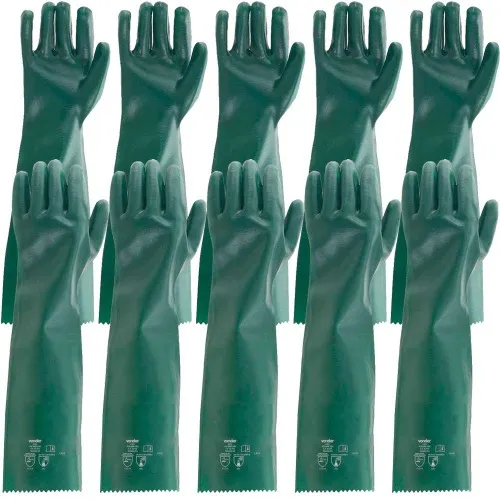 Kit 5 pares de luva pvc lisa com forro de algodão 65 cm - PLV 0065