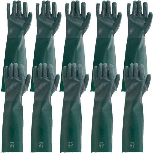 Kit 5 pares de luva de pvc �spera com forro 56 cm - PAV 0056