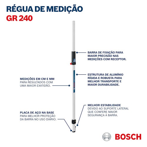Régua de medição para nível a laser alcance de 2,4 m - GR 240 Régua de medição para nível a laser alcance de 2,4 m - GR 240