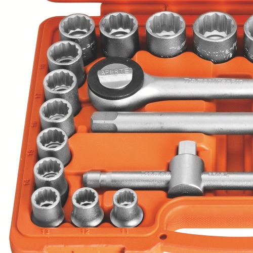 Jogo de soquetes estriados 8 a 32 mm encaixe 1/2