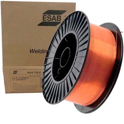 Arame para solda mig sólido cobreado 0,8 mm rolo 5 kg Esab 70S6 Arame para solda mig sólido cobreado 0,8 mm rolo 5 kg Esab 70S6