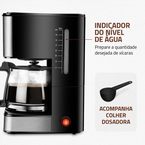 Cafeteira elétrica 550W jarra de vidro 20 xícaras Dolce Arome - C-43-20X-SI 110V Cafeteira elétrica 550W jarra de vidro 20 xícaras Dolce Arome - C-43-20X-SI 110V