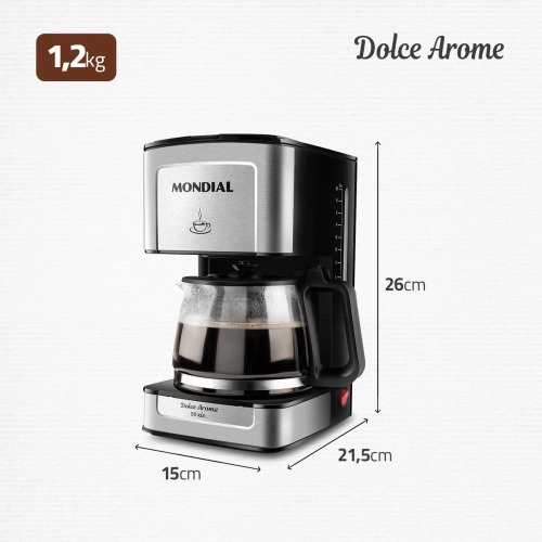 Cafeteira elétrica 550W jarra de vidro 20 xícaras Dolce Arome - C-43-20X-SI 110V Cafeteira elétrica 550W jarra de vidro 20 xícaras Dolce Arome - C-43-20X-SI 110V