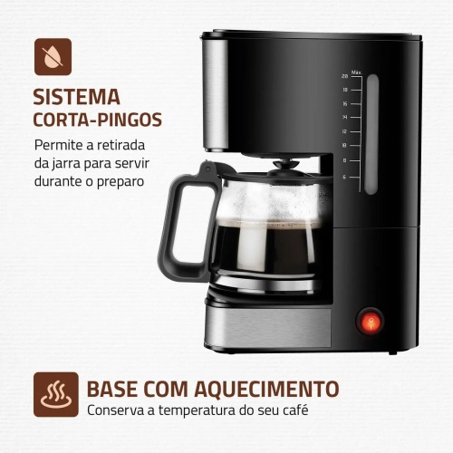 Cafeteira elétrica 550W jarra de vidro 20 xícaras Dolce Arome - C-43-20X-SI 110V Cafeteira elétrica 550W jarra de vidro 20 xícaras Dolce Arome - C-43-20X-SI 110V
