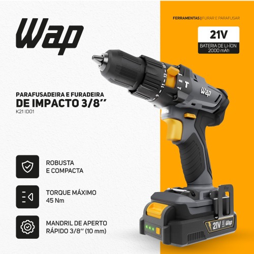 Furadeira Parafusadeira de impacto 3/8 Furadeira Parafusadeira de impacto 3/8