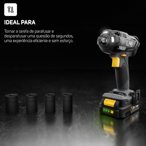 Chave de impacto a bateria 21V encaixe 1/2