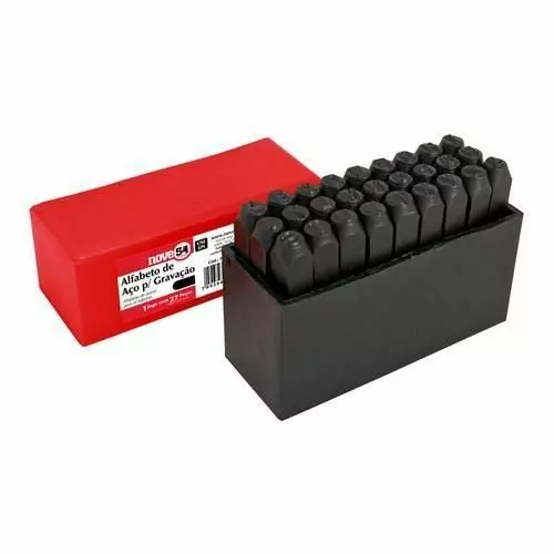 Jogo de alfabeto 5 mm para gravação com 27 peças