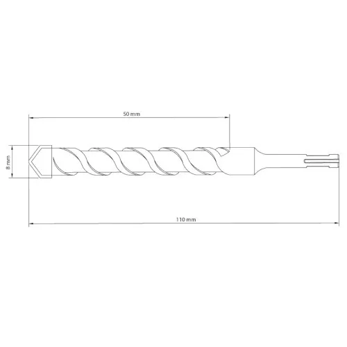 Broca de wídea para concreto 8 x 110 mm - SDS PLUS