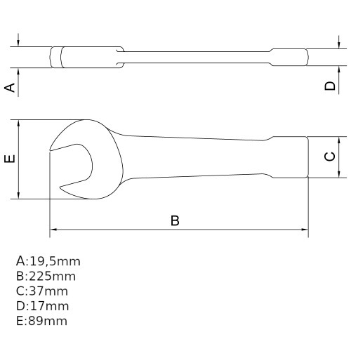 Chave fixa de bater 41 mm a�o cromo van�dio