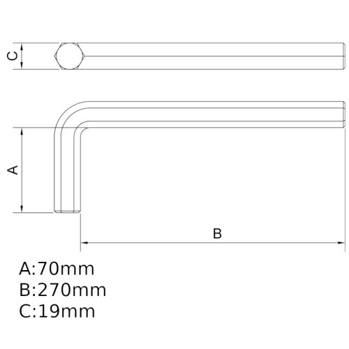 Chave allen longa 19 mm ao cromo vandio