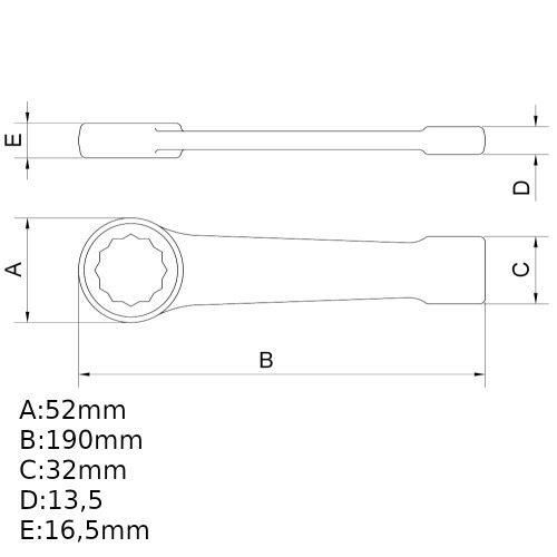Chave estrela de bater 30 mm a�o cromo van�dio