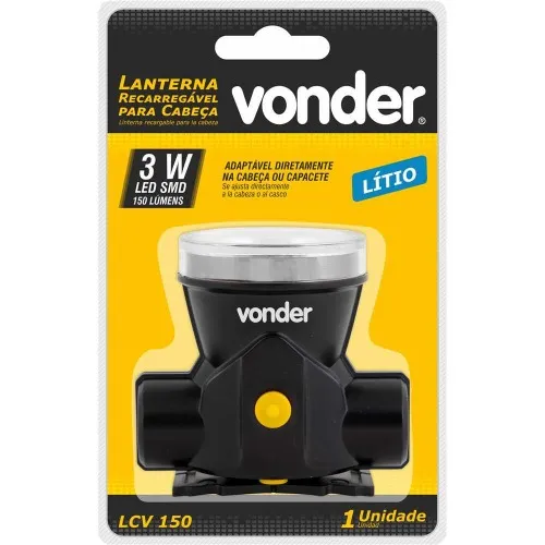 Lanterna de cabeça recarregável 3w 150 lúmens - LCV150