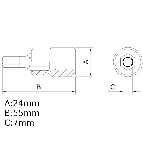 Soquete com ponta allen 5 mm encaixe 1/2 Soquete com ponta allen 5 mm encaixe 1/2