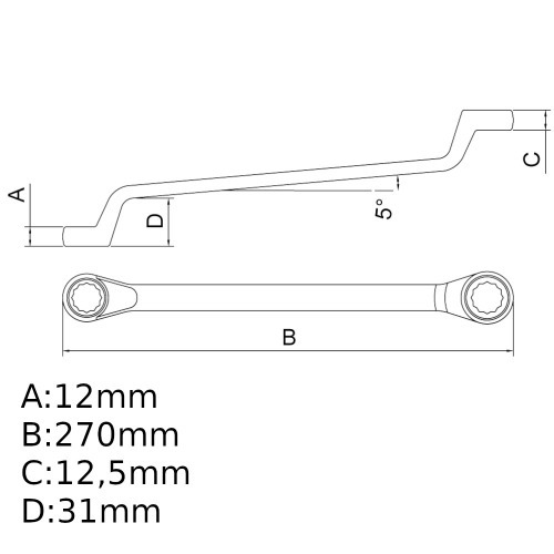 Chave estrela 18 x 19 mm a�o cromo van�dio com cartela