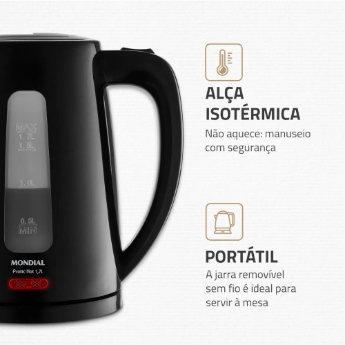 Chaleira eltrica 1,7 litros 1850 watts Pratic Hot - CE-17  110V