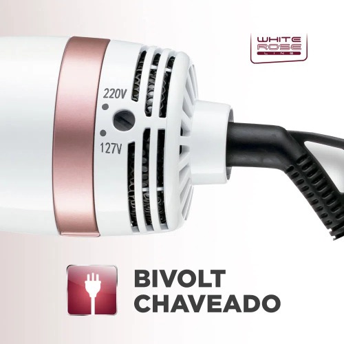 Escova secadora 1200W White Rose 3 em 1 - ES-50 110V/220V Escova secadora 1200W White Rose 3 em 1 - ES-50 110V/220V