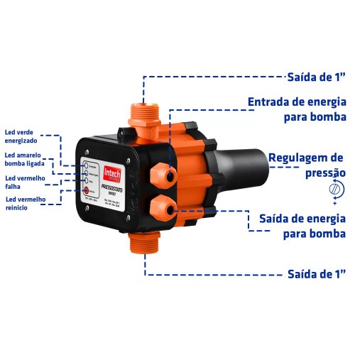 Controlador automático de pressão para bomba d'água - BPR10   110V/220V Controlador automático de pressão para bomba d'água - BPR10   110V/220V