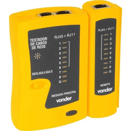 Testador de cabos de rede RJ11 / RJ12 / RJ45 com acessórios 