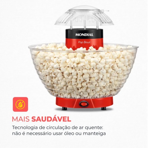 Pipoqueira elétrica  1.200W vermelha Pop Bowl PP-05   110V Pipoqueira elétrica  1.200W vermelha Pop Bowl PP-05   110V