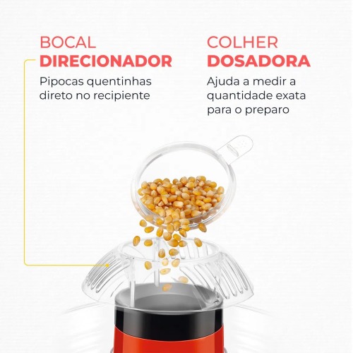 Pipoqueira elétrica  1.200W vermelha Pop Bowl PP-05   110V Pipoqueira elétrica  1.200W vermelha Pop Bowl PP-05   110V