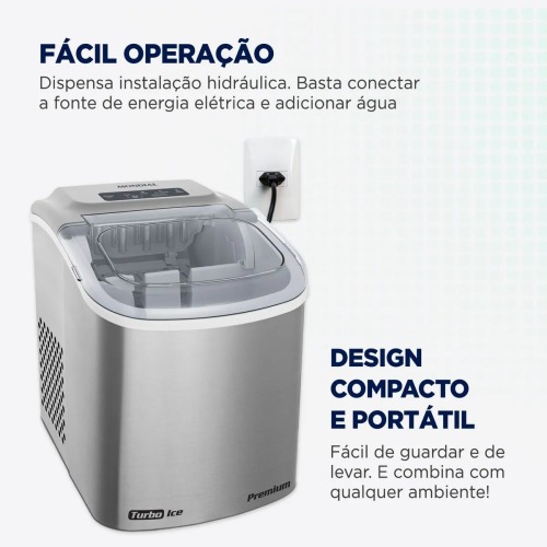 Máquina de Gelo 12 kg Turbo Ice Premium cinza MG-12-GI   110V Máquina de Gelo 12 kg Turbo Ice Premium cinza MG-12-GI   110V