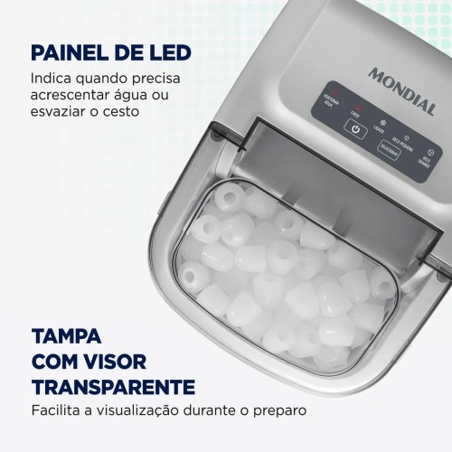 Máquina de Gelo 12 kg Turbo Ice Premium cinza MG-12-GI   110V Máquina de Gelo 12 kg Turbo Ice Premium cinza MG-12-GI   110V