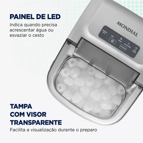Máquina de Gelo 12 kg Turbo Ice Premium cinza MG-12-GI   220V